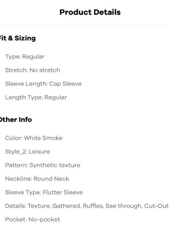 White Textured Flutter Sleeve Top - Picture 6 of 7